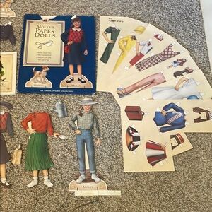 1992 American Girl Molly's Paper Dolls Set Pleasant Company plus extras